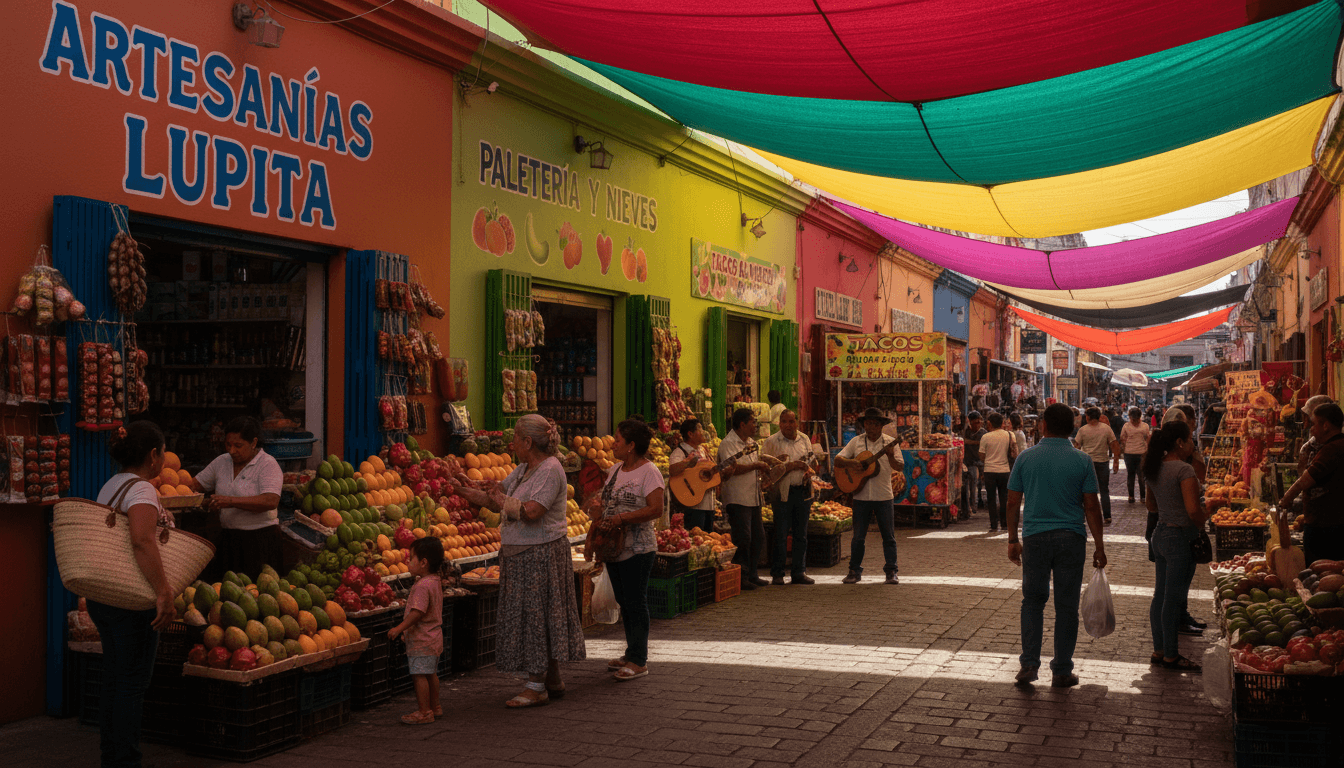 Mexico market overview with local retail and commercial activity