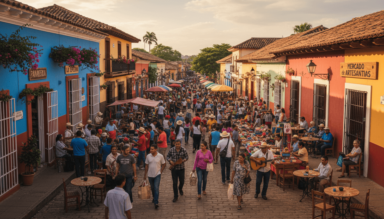 Latin America market overview with diverse commercial district and community